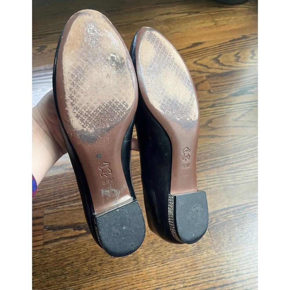 Tory Burch Is Women’s Black Patent Leather Flats Rhinestone Low Heel size 8.5 - Picture 4 of 8